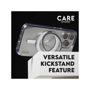 PanzerGlass CARE MagaSafe & KickStand Compatible Case for Apple iPhone 16 Pro - Silver